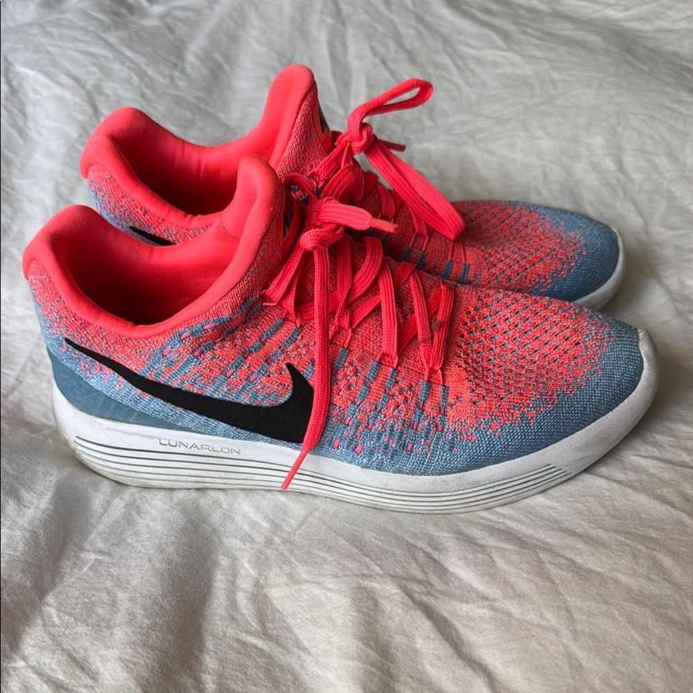 Nike Flyknit Lunar Sneakers - Coral and Denim